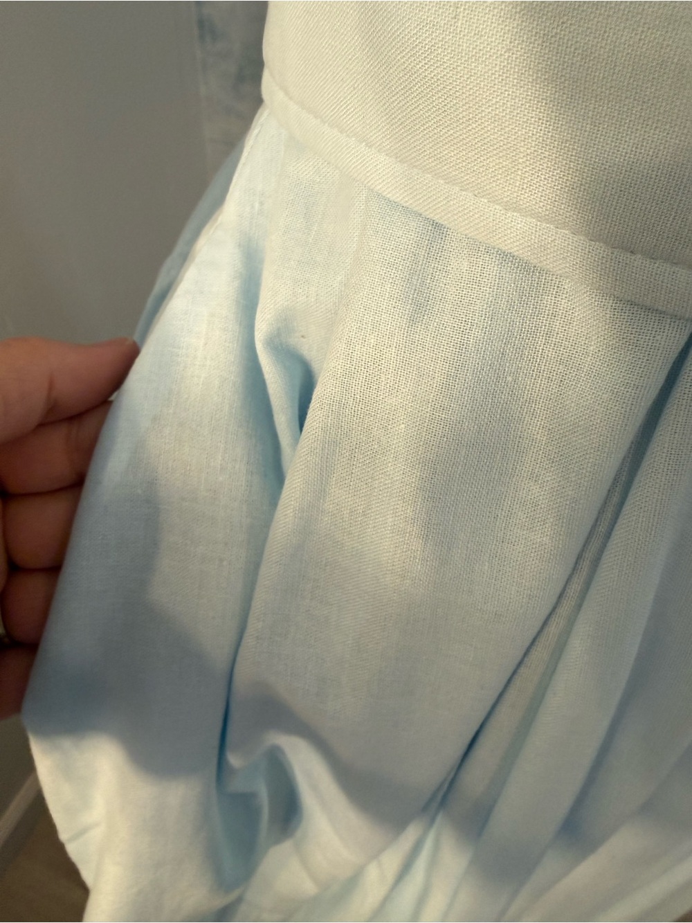 Off-Shoulder Light Blue Midi Dress with Belted Waist #197 - Picture 6 of 14